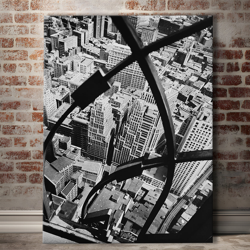 Manhattan New York City View Architecture Print Black and White Art, Canvas Print Wall Art