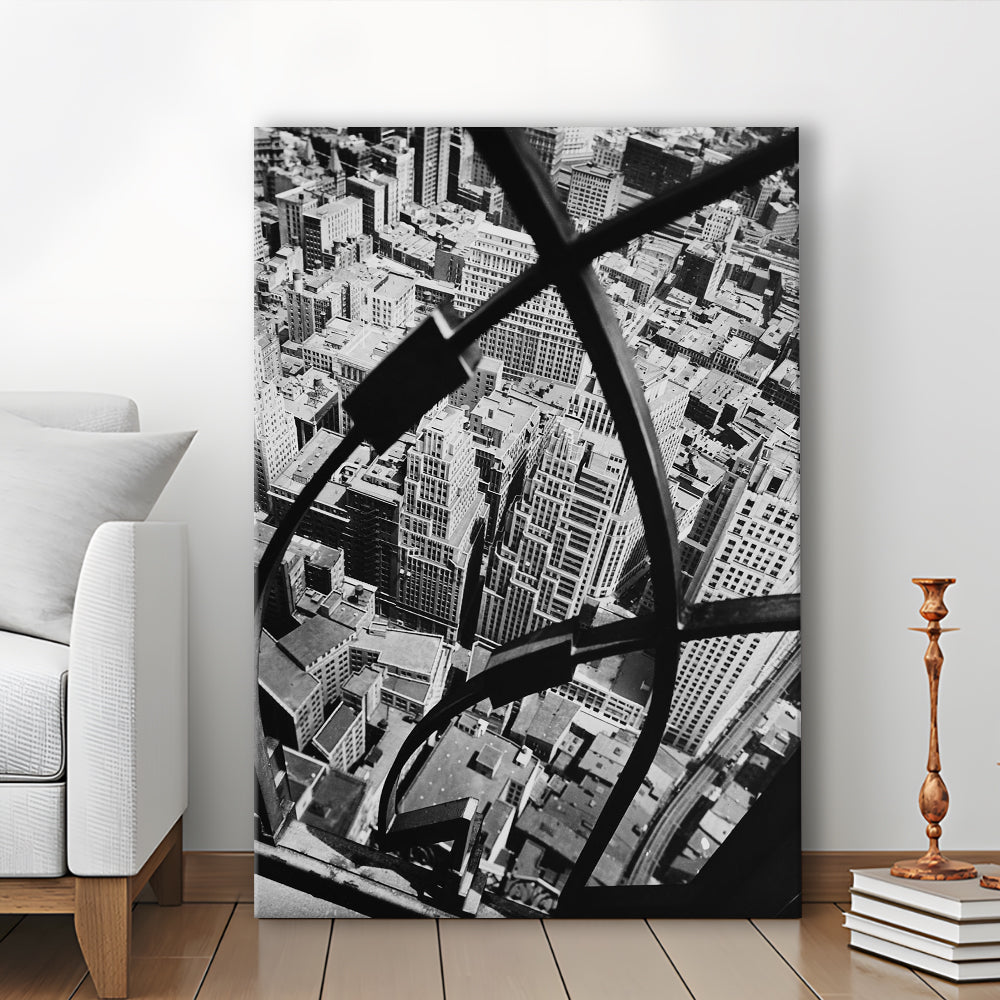 Manhattan New York City View Architecture Print Black and White Art, Canvas Print Wall Art