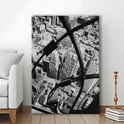 Manhattan New York City View Architecture Print Black and White Art, Canvas Print Wall Art