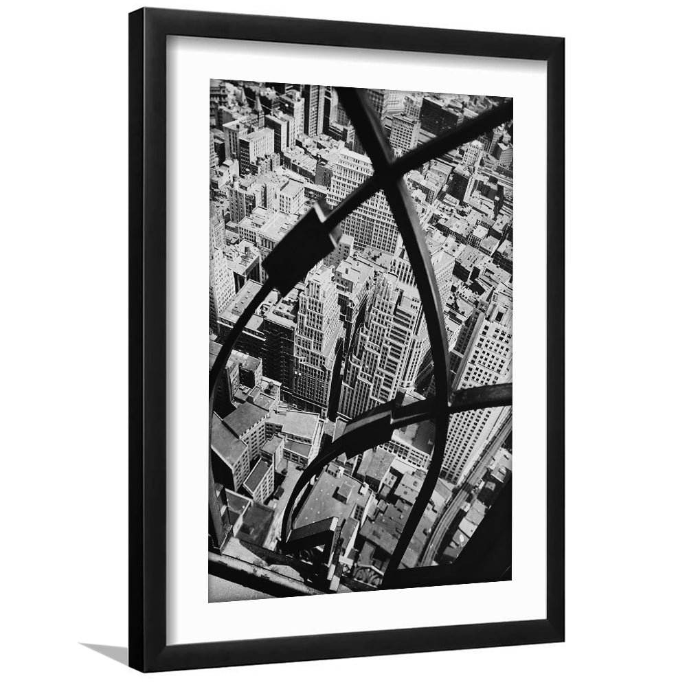 Manhattan New York City View Architecture Print Black and White Art, Framed Art Print White Border Wall Decor