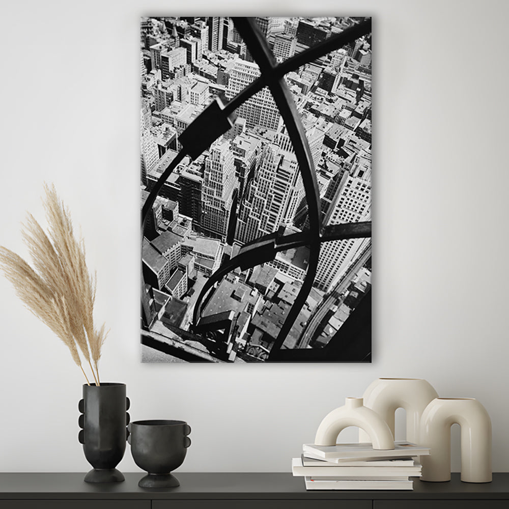 Manhattan New York City View Architecture Print Black and White Art, Canvas Print Wall Art
