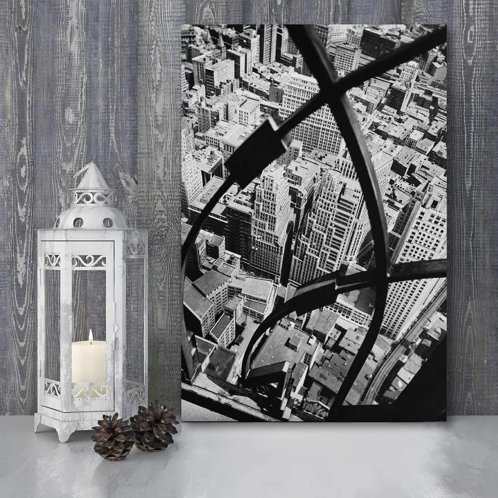 Manhattan New York City View Architecture Print Black and White Art, Canvas Print Wall Art