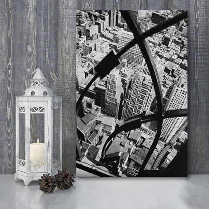 Manhattan New York City View Architecture Print Black and White Art, Canvas Print Wall Art