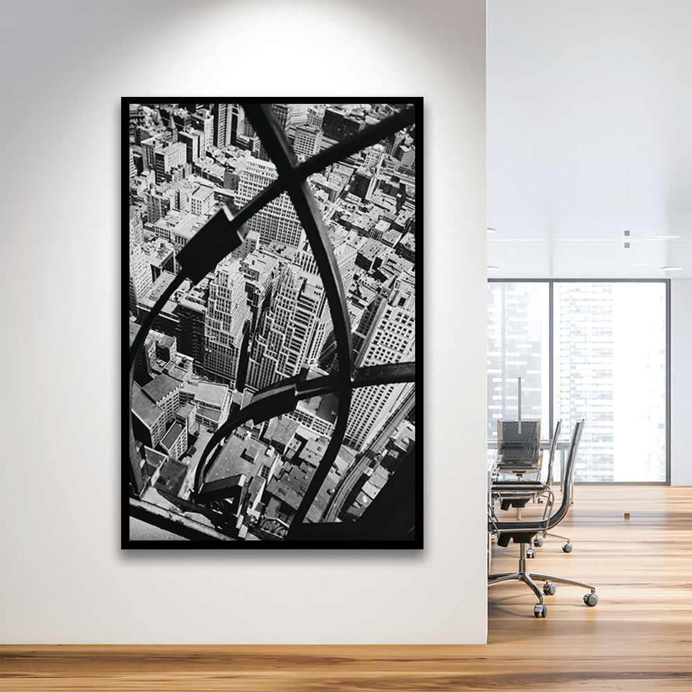 Manhattan New York City View Architecture Print Black and White Art, Framed Art Print Wall Decor