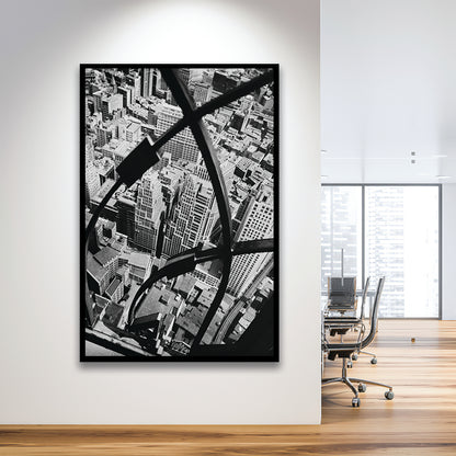 Manhattan New York City View Architecture Print Black and White Art, Framed Art Print Wall Decor