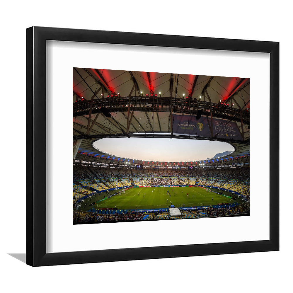 Maracana Stadium 2019, Stadium Canvas, Sport Art, Gift for him, White Border Framed Art Print Wall Decor