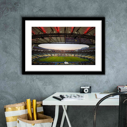 Maracana Stadium 2019, Stadium Canvas, Sport Art, Gift for him, White Border Framed Art Print Wall Decor