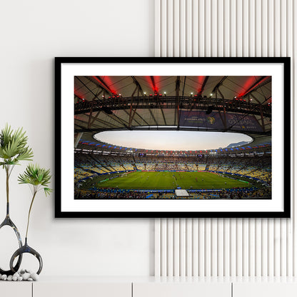 Maracana Stadium 2019, Stadium Canvas, Sport Art, Gift for him, White Border Framed Art Print Wall Decor