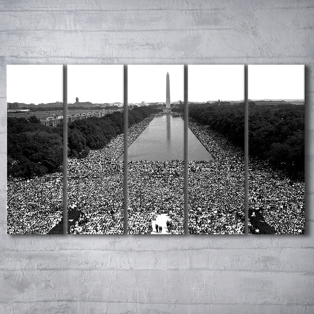 March on Washington Print, Black and White Wall Art, Black History Month, 60s Decor, 5 Pieces Large Canvas Print