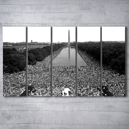 March on Washington Print, Black and White Wall Art, Black History Month, 60s Decor, 5 Pieces Large Canvas Print