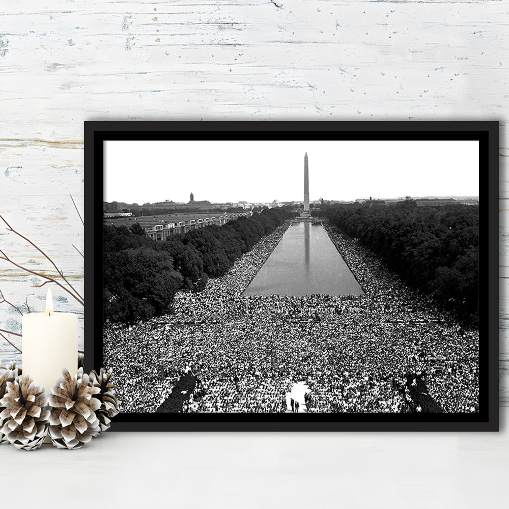 March on Washington Print, Black and White Wall Art, Black History Month, 60s Decor, Floating Framed Canvas Print