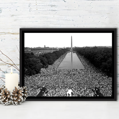 March on Washington Print, Black and White Wall Art, Black History Month, 60s Decor, Floating Framed Canvas Print