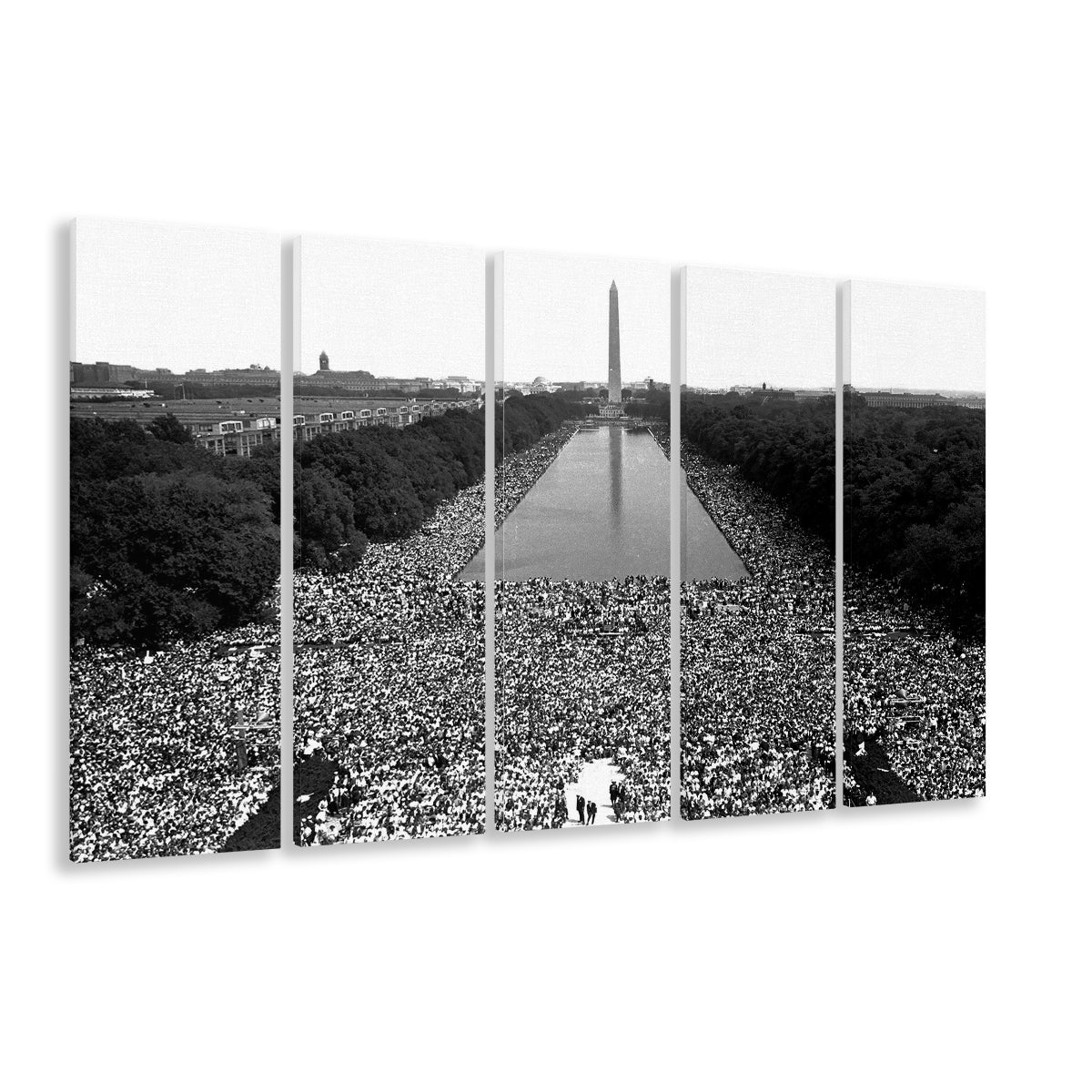 March on Washington Print, Black and White Wall Art, Black History Month, 60s Decor, 5 Pieces Large Canvas Print