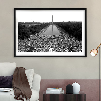 March on Washington Print, Black and White Wall Art, Black History Month, 60s Decor, Framed Art Print White Border Wall Decor
