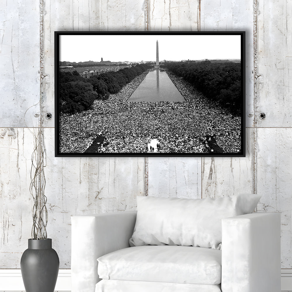 March on Washington Print, Black and White Wall Art, Black History Month, 60s Decor, Floating Framed Canvas Print