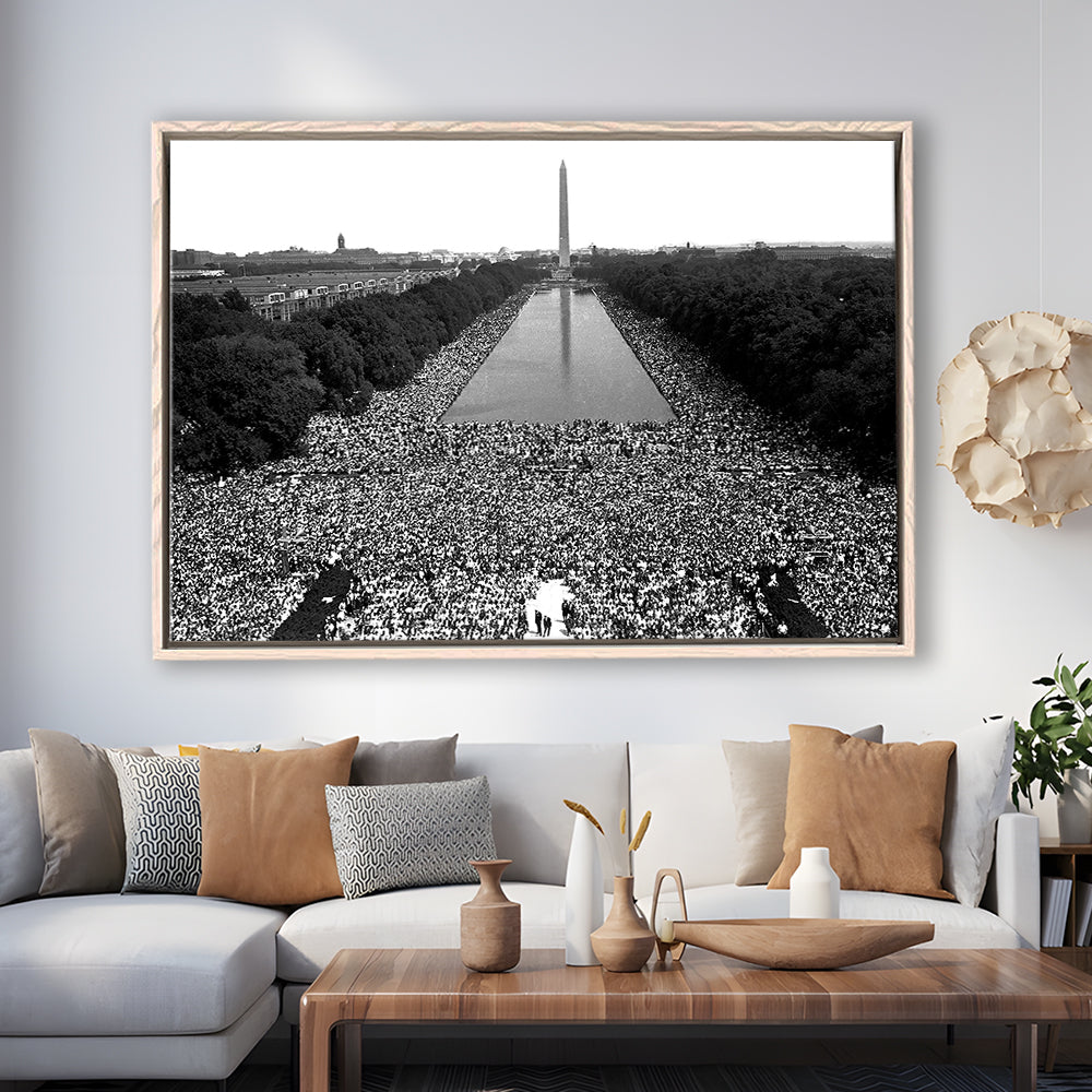 March on Washington Print, Black and White Wall Art, Black History Month, 60s Decor, Floating Framed Canvas Print