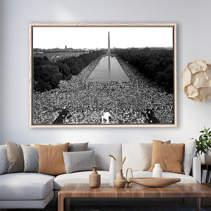 March on Washington Print, Black and White Wall Art, Black History Month, 60s Decor, Floating Framed Canvas Print