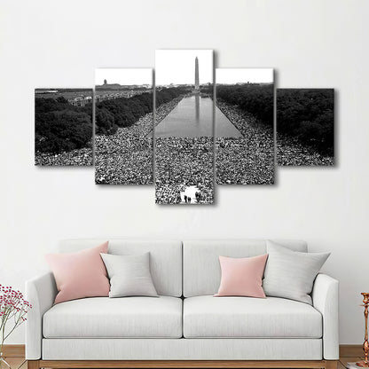 March on Washington Print, Black and White Wall Art, Black History Month, 60s Decor, Mixed 5 Pieces Canvas Print