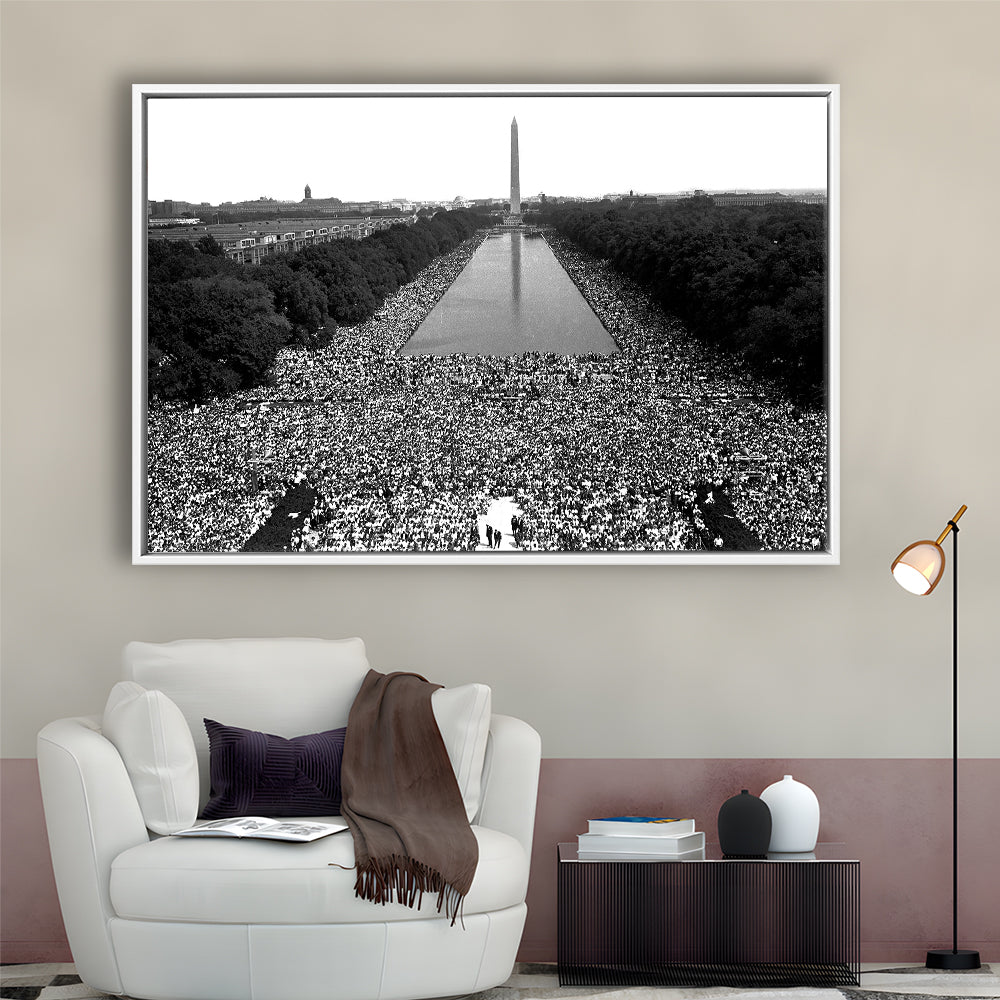 March on Washington Print, Black and White Wall Art, Black History Month, 60s Decor, Floating Framed Canvas Print