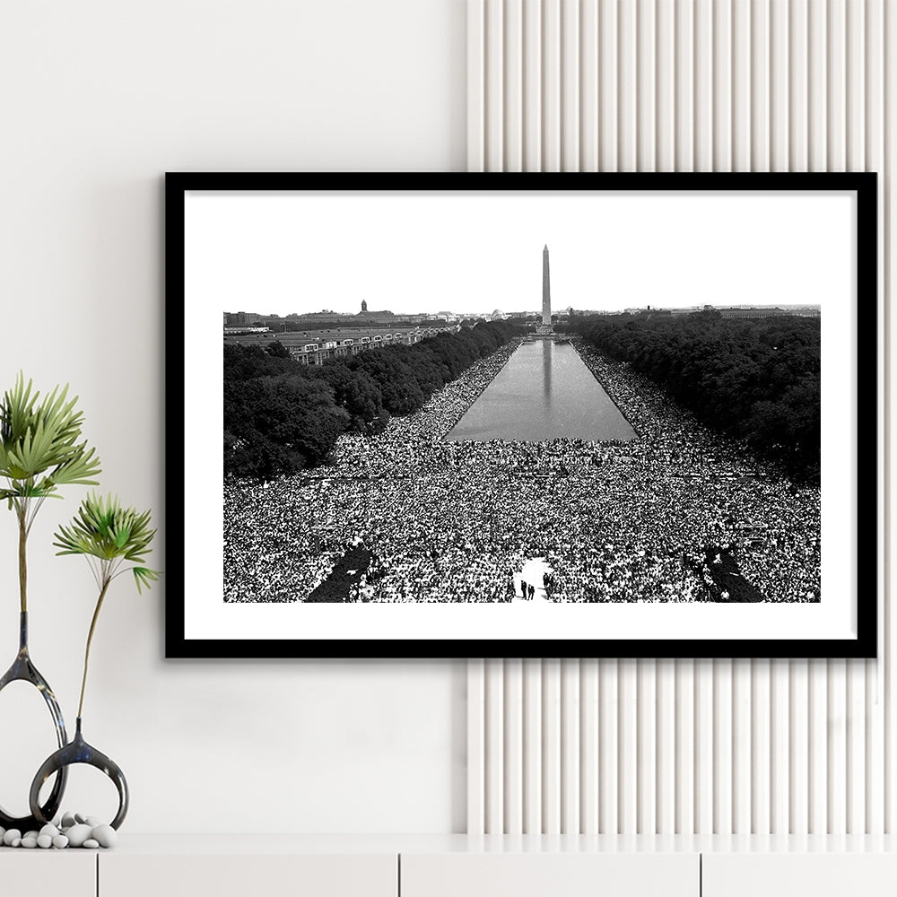 March on Washington Print, Black and White Wall Art, Black History Month, 60s Decor, Framed Art Print White Border Wall Decor