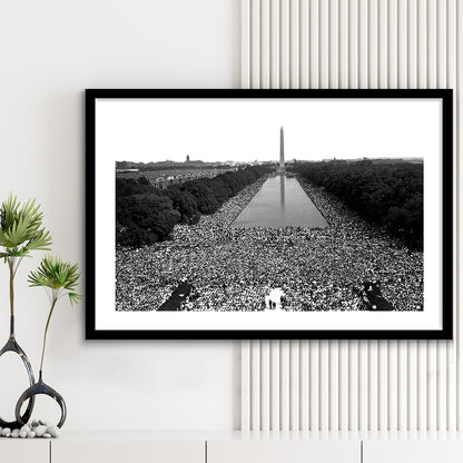 March on Washington Print, Black and White Wall Art, Black History Month, 60s Decor, Framed Art Print White Border Wall Decor