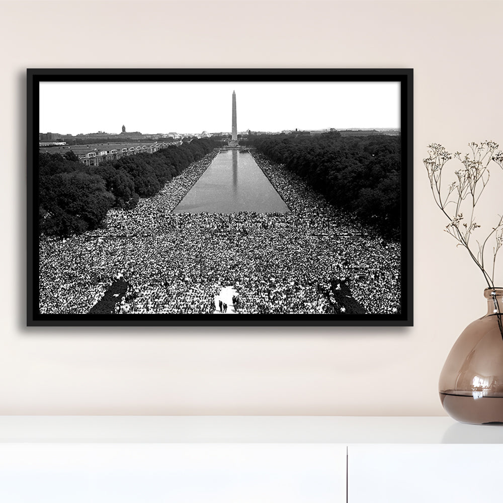 March on Washington Print, Black and White Wall Art, Black History Month, 60s Decor, Floating Framed Canvas Print