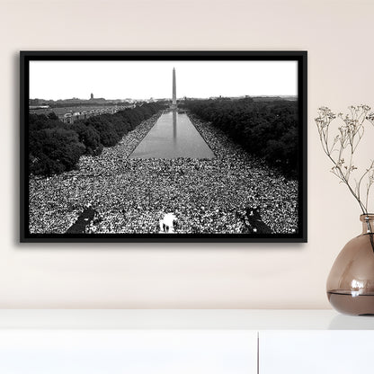 March on Washington Print, Black and White Wall Art, Black History Month, 60s Decor, Floating Framed Canvas Print