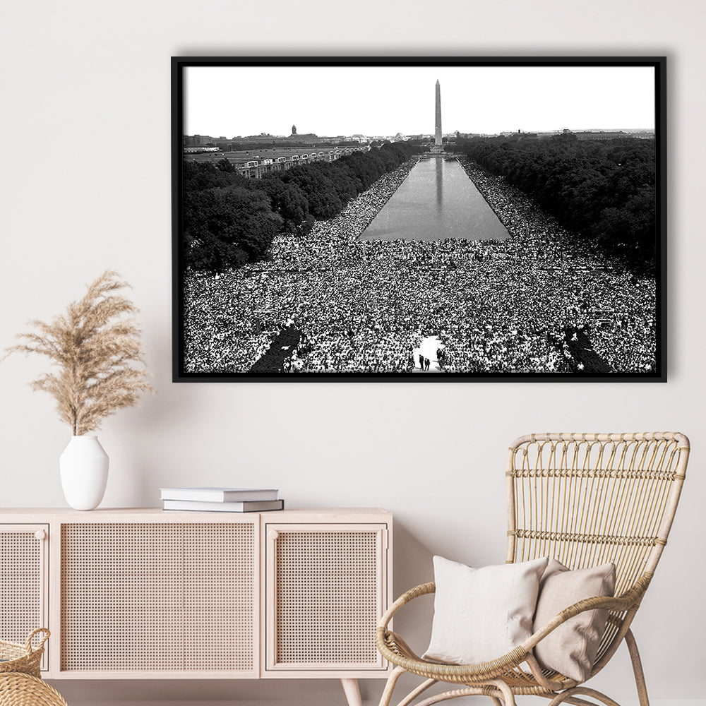 March on Washington Print, Black and White Wall Art, Black History Month, 60s Decor, Floating Framed Canvas Print
