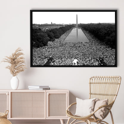 March on Washington Print, Black and White Wall Art, Black History Month, 60s Decor, Floating Framed Canvas Print