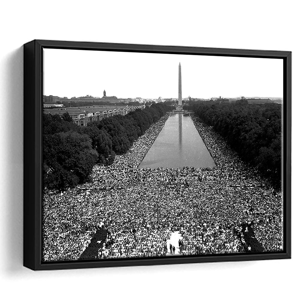 March on Washington Print, Black and White Wall Art, Black History Month, 60s Decor, Floating Framed Canvas Print