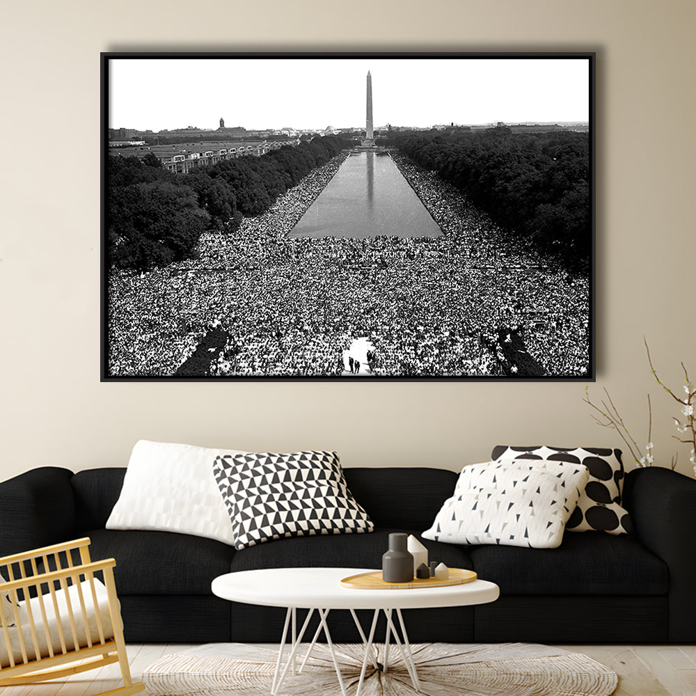 March on Washington Print, Black and White Wall Art, Black History Month, 60s Decor, Floating Framed Canvas Print