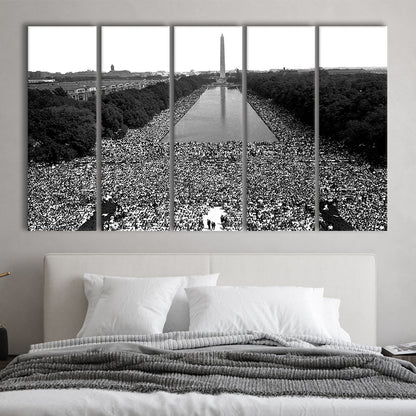 March on Washington Print, Black and White Wall Art, Black History Month, 60s Decor, 5 Pieces Large Canvas Print