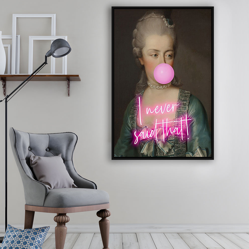 Marie Antoinette Print Wall Art Pink Wall Print, Floating Framed Canvas Art Print,, Framed Canvas Prints Wall Art