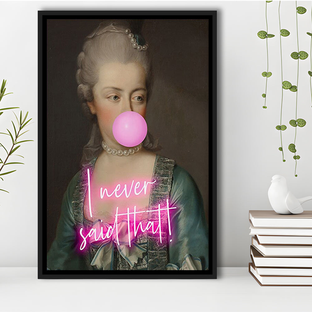 Marie Antoinette Print Wall Art Pink Wall Print, Floating Framed Canvas Art Print,, Framed Canvas Prints Wall Art