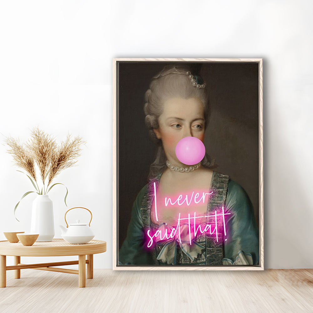 Marie Antoinette Print Wall Art Pink Wall Print, Floating Framed Canvas Art Print,, Framed Canvas Prints Wall Art