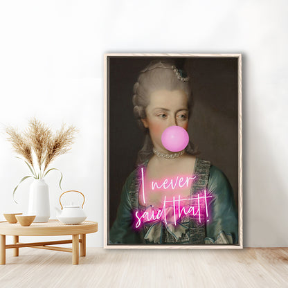 Marie Antoinette Print Wall Art Pink Wall Print, Floating Framed Canvas Art Print,, Framed Canvas Prints Wall Art