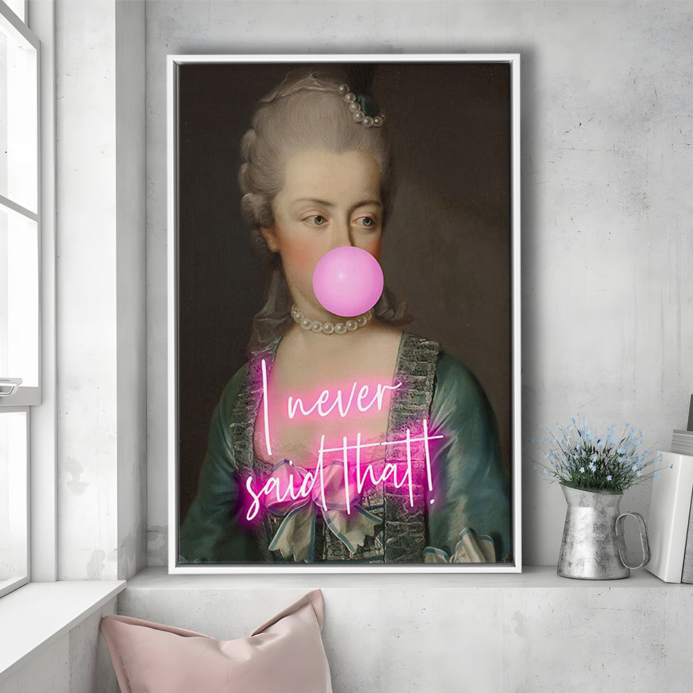 Marie Antoinette Print Wall Art Pink Wall Print, Floating Framed Canvas Art Print,, Framed Canvas Prints Wall Art