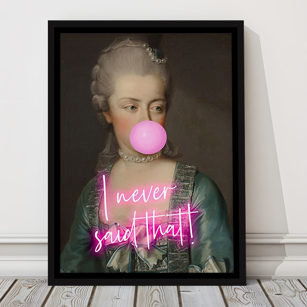 Marie Antoinette Print Wall Art Pink Wall Print, Floating Framed Canvas Art Print,, Framed Canvas Prints Wall Art