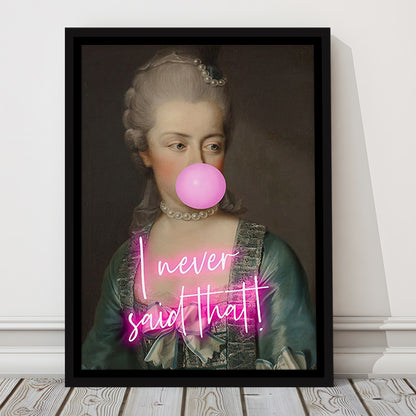 Marie Antoinette Print Wall Art Pink Wall Print, Floating Framed Canvas Art Print,, Framed Canvas Prints Wall Art