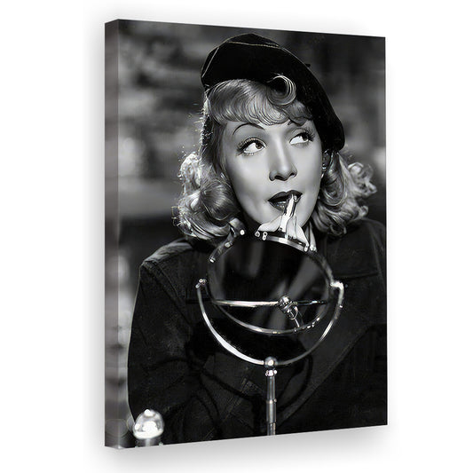 Marlene Dietrich Lipstick Canvas Print Wall Art, Black and White, Vintage Fashion Photo, Bathroom Wall Decor