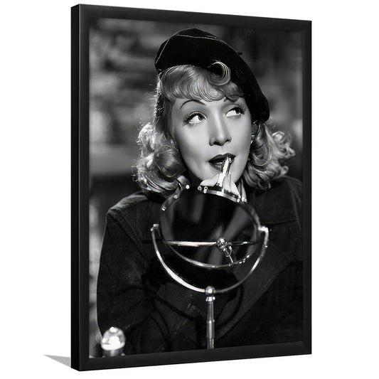 Marlene Dietrich Lipstick Framed Art Print Wall Decor, Black and White, Vintage Fashion Photo, Bathroom Wall Decor