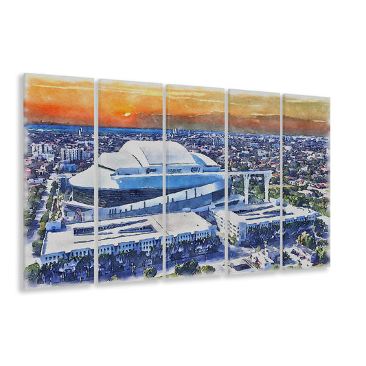 Marlins Baseball Stadium, LoanDepot Park Watercolor, Sport Art, Extra Large Canvas Print Wall Art