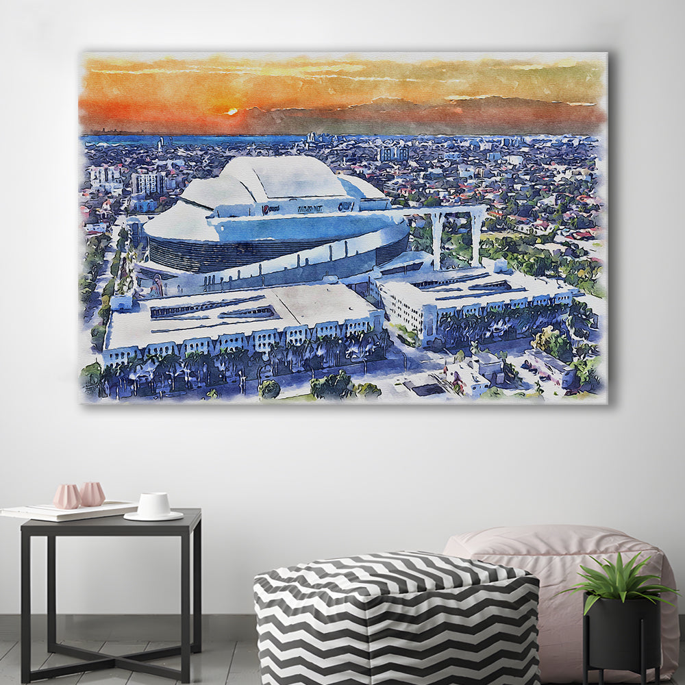 Marlins Baseball Stadium, LoanDepot Park Watercolor, Sport Art, Gifts for him, Canvas Print Wall Art