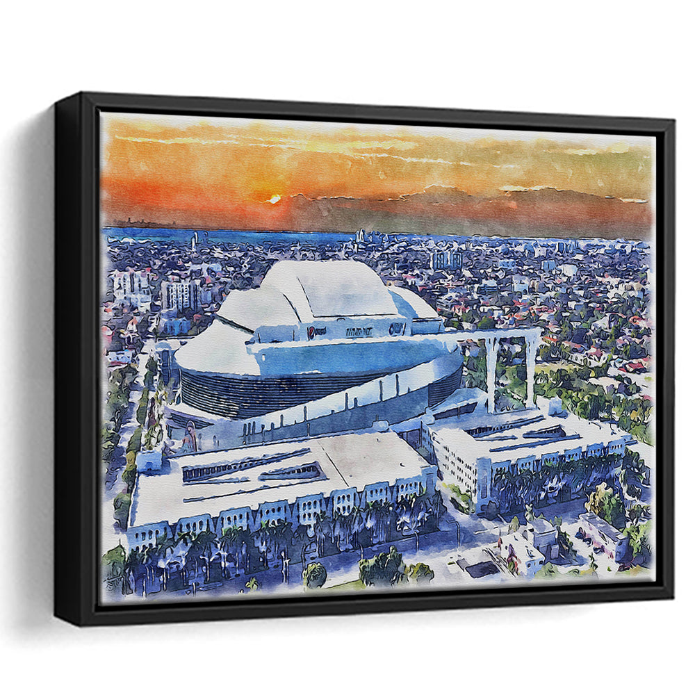 Marlins Baseball Stadium, LoanDepot Park Watercolor, Sport Gift Art, Framed Canvas Print Wall Art