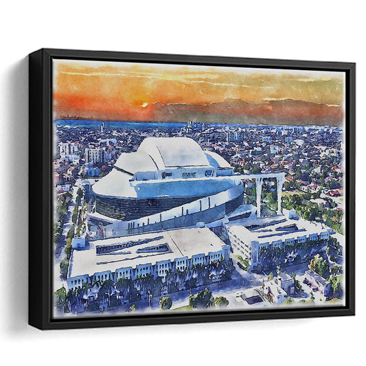 Marlins Baseball Stadium, LoanDepot Park Watercolor, Sport Gift Art, Framed Canvas Print Wall Art