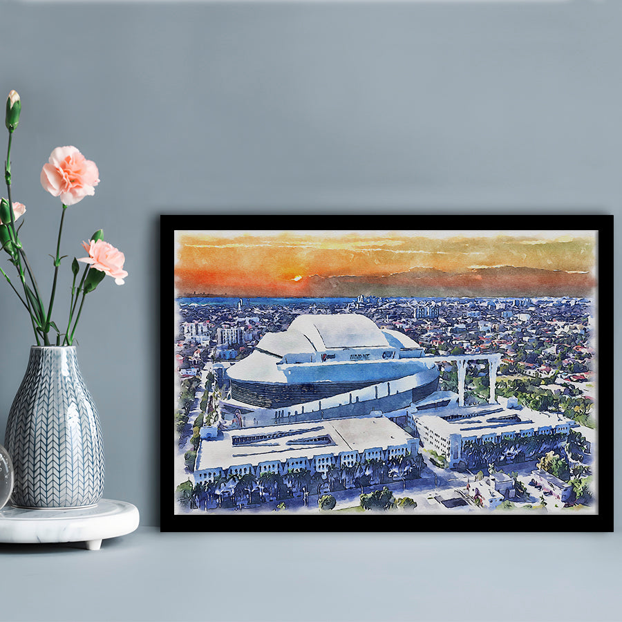 Marlins Baseball Stadium, LoanDepot Park Watercolor, Sport Gift Art, Framed Art Print Wall Decor