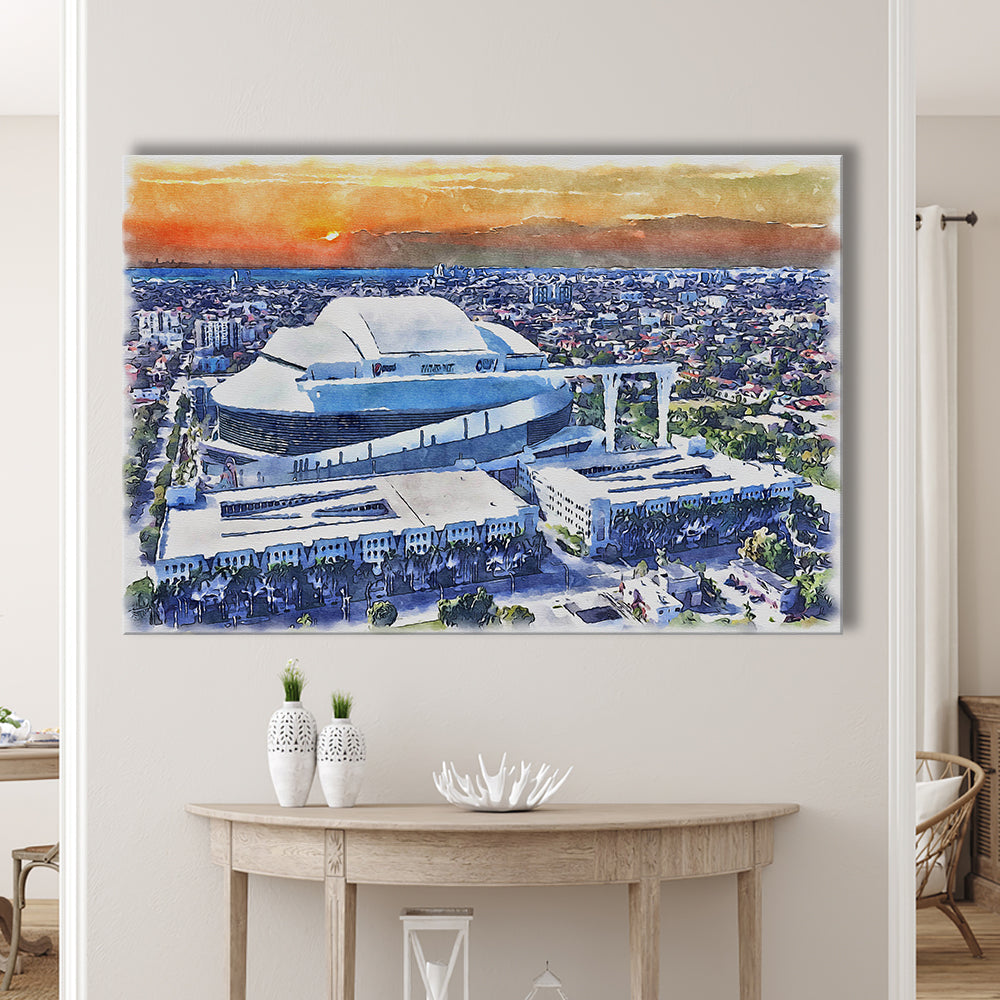 Marlins Baseball Stadium, LoanDepot Park Watercolor, Sport Art, Gifts for him, Canvas Print Wall Art