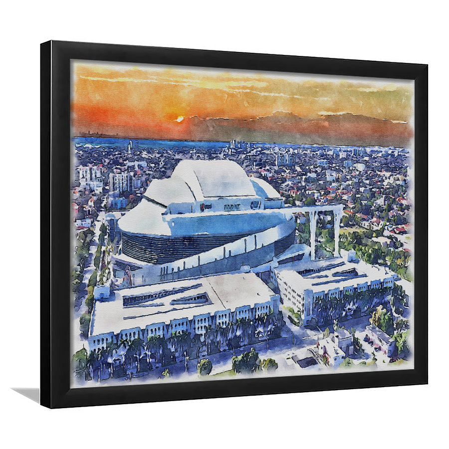 Marlins Baseball Stadium, LoanDepot Park Watercolor, Sport Gift Art, Framed Art Print Wall Decor