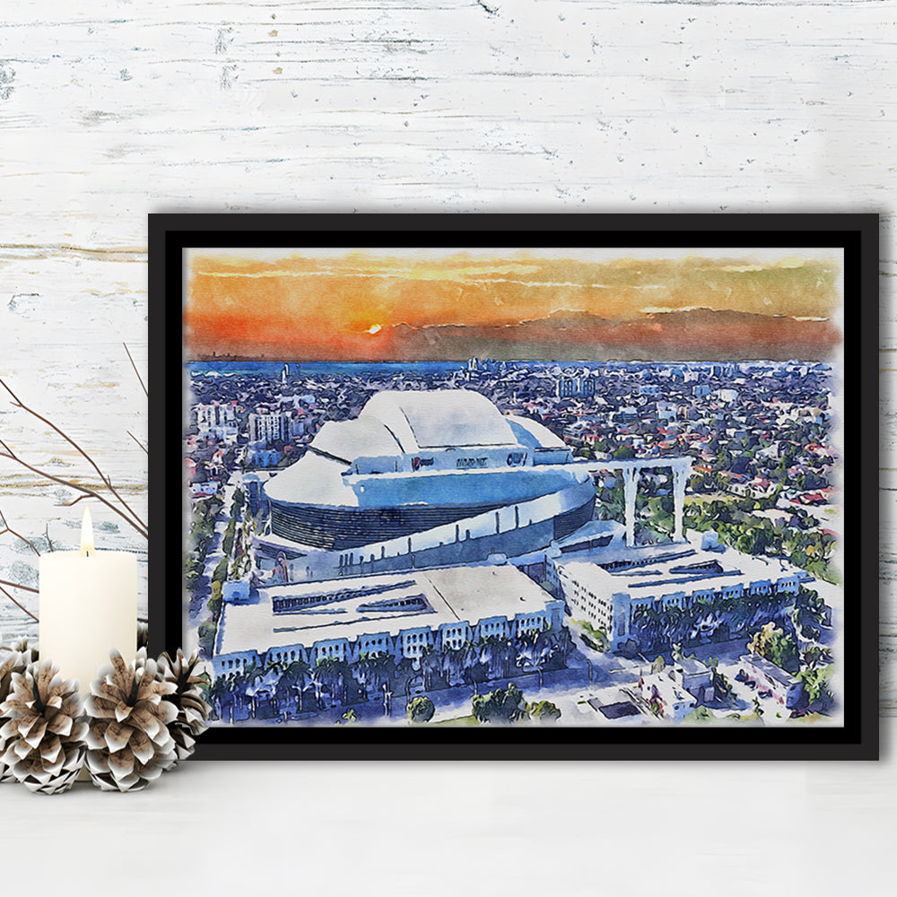 Marlins Baseball Stadium, LoanDepot Park Watercolor, Sport Gift Art, Framed Canvas Print Wall Art