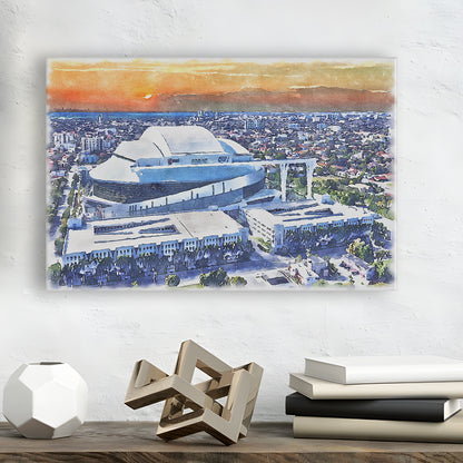 Marlins Baseball Stadium, LoanDepot Park Watercolor, Sport Art, Gifts for him, Canvas Print Wall Art
